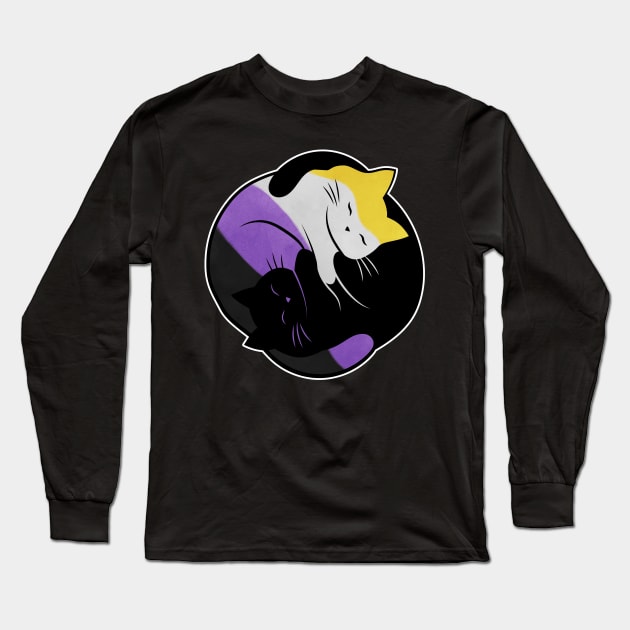 Nonbinary Eternal Yin Yang Cat Long Sleeve T-Shirt by Psitta